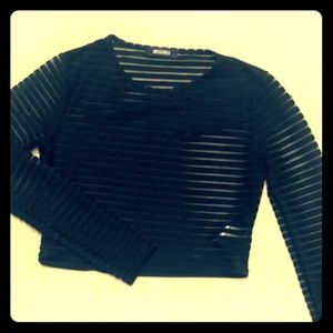 Misguided strip black crop top